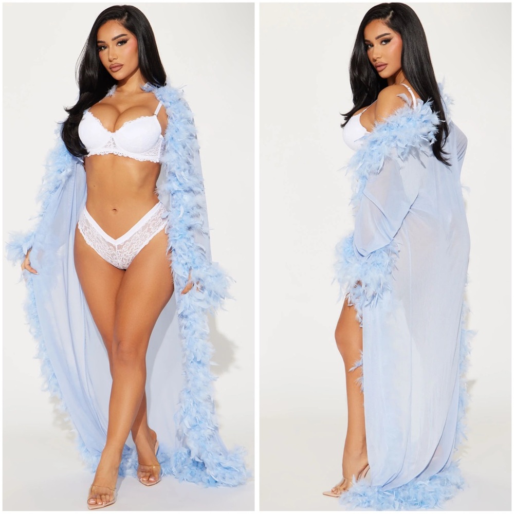 Be Wicked Light Blue Feathered Robe